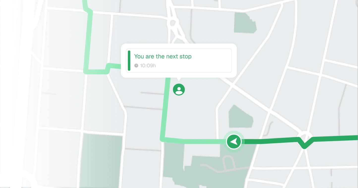 Customer tracking page on mobile with live ETA and delivery status