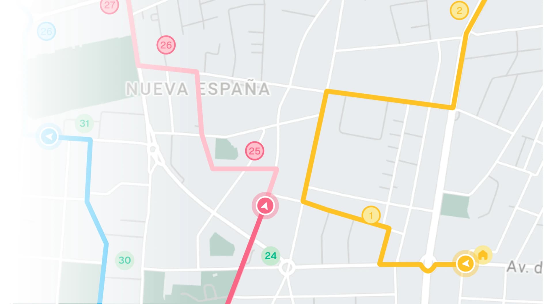Live fleet map showing driver positions, ETAs, and stop statuses