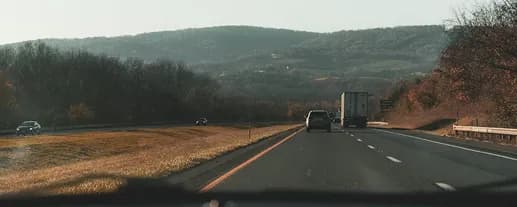 Highway road view from car dashboard